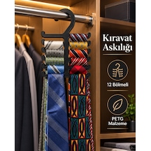Pratik Dolap İçi Kravat Ve Aksesuar Organizeri 12 Bölmeli Siyah