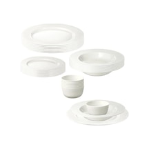 24 Parça Ofantlıgt Yemek Takımı Meridyendukkan Beyaz Renk Modern Klasik Set Feldispat Porselen