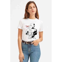 Rap Hiphop 2Pac Rıp Baskılı Beyaz Kadın Tshirt
