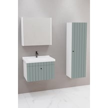 Alice 65 Cm Banyo Dolabı Bgn Aynalı Yeşil - Boy Dolap Dahil Yeşil