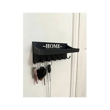Home Yazılı Duvar Tipi Anahtarlık Ve Posta Kutusu Rafı7 Kancalı Dekoratif Anahtar Askısı 180x80x75mm Siyah
