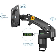 Nb North Bayou F150 1 Adet Tv / Monitör Takılabilen, 17" - 35" Uyumlu, Amortisörlü, Kablo Kanallı, 3-12 Kg Destekli, 360 Dönebilen Duvar Askı Aparatı Nb-f150-g
