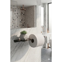 Telefon Raflı Siyah Metal Tuvalet Kağıtlığı Modern Wc Kağıt Tutucu Banyo Aksesuarı Siyah
