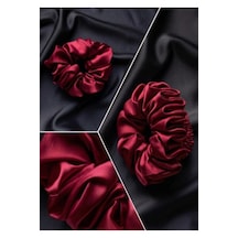 Lüks Saten Saç Tokası Saç Kırmayan İz Bırakmayan Large Scrunchie Topuz Tokası 3adet Kırmızı