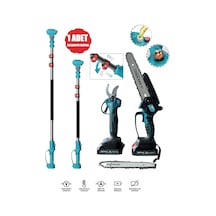 Germany Style Tera Teleskopik Uzatmalı Çift Akülü 36V 5000 MAH 2.5 M Yağlı Budama Testere + Makas Seti