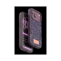 Onegif Apple iPhone Uyumlu 18 Pro Bright Simli Kapak - Bordo