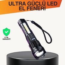Şarjlı Led El Feneri Uzun Mesafe Ana Işık Ve Geniş Alan Cob Led Çok Renkli