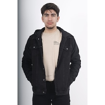 Vikings Jeans Erkek Kot Ceket Erkek Siyah Kapüşonlu Siyah