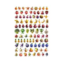 92 Adet Sevimli Meyve Ve Sebze Sticker Seti - Etiket Seti Scrapbook Bullet Journal Çok Renkli