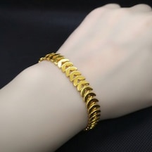 Balık Kılçığı Yassı Bileklik Altın  17 - 19 Cm