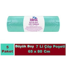 İdeal Çöp Poşeti Büyük Boy Yeşil 5 x 7'li 65 x 80 CM