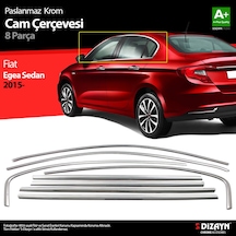 S-Dizayn Fiat Egea 2015 Üzeri SD Krom Cam Çerçevesi 8 Parça