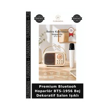 Premium Bluetooh Hoparlör Bts-1956 Bej Dekoratif Salon Işıklı