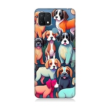 Oppo A15 Uyumlu Sevimli Pastel Köpekler Desenli Silikon Kılıf