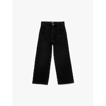 Koton Pamuklu Loose Fit Geniş Paça Denim Pantolon Siyah 7wkg40005ad