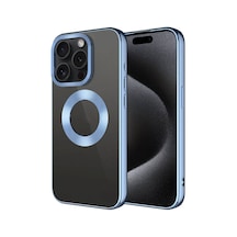 Zore İphone 15 Pro Uyumlu Tek Kamera Çerçeveli Logo Gösteren Ogaa Omega Kılıf-sierra Mavi
