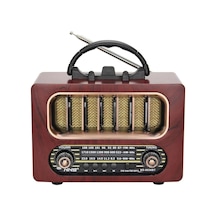 Orta Boy Retro Ahşap Tasarım Bluetooth Hoparlörlü Radyo - Fm/am Destekli, Şarjlı Ve Taşınabiliri Radyo Ns-6636