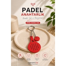 3d Baskı Padel Raketi Anahtarlık - Renk Seçenekli Mini Padel Anahtarlık - Kırmızı