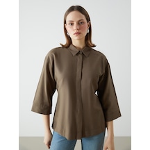 Lcwaıkıkı Classic Haki Loose Fit Kadın Gömlek