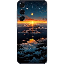 Samsung Galaxy A55 Uyumlu Gün Batımı Ve Ay Baskılı Silikon Kılıf Renkli
