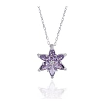 Minamis Silver Ametist Renkli Çiçek Kolye-2226