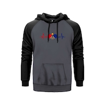 Ping Pong Heartbeat Gri Renk Reglan Kol Sweatshirt