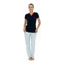 U.s. Polo Assn. Kadın Lacivert Battal Pijama Takım Kırmızı