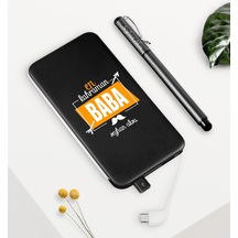 Kişiye Özel En Kahraman Baba Siyah 5000 Mah Powerbank Ve Kalem Se