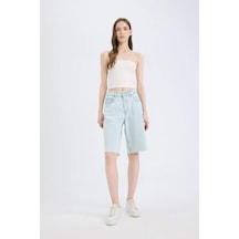 Defacto Normal Bel Jean Bermuda Şort E1149ax25spnm39 Mavi