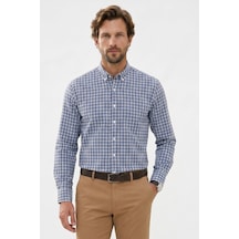 Tudors Erkek Regular Fit Klasik Kesim Düğmeli Yaka Küçük Kareli Pamuklu Gömlek-50447 Çok Renkli