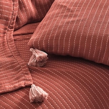 Jakarlı Müslin Yatak Örtüsü Çift Kişilik Costa Kiremit