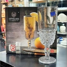 6'lı Kokteyl Cam Kadeh - 220 Ml İçecek Bardakları Kristal Tasarımlı Bardak, Şerbet Meyve Suyu Meşrubat İçki Bardağı