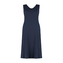Ersefa Moda Rahat Casual Günlük Kaşkorse Örme V Yaka Askılı Kol A-line M Lacivert