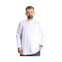 Mode Xl Büyük Beden Erkek Bisiklet Yaka Basic Sweat 22557 Beyaz 001