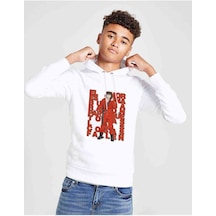 Tshirthane La Case De Papel El Amor Baskılı Unisex Çocuk Kapüşonlu Sweat Beyaz