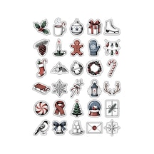 30 Adet Vintage Nostaljik Yılbaşı Sticker Seti - Defter Laptop Ajanda Süsleme Çok Renkli