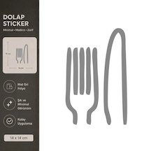 Çatal Bıçak Mat Gri Dekoratif Folyo Sticker 14x14 Cm