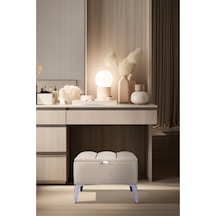 Vetra Mini Royal Krem Kumaş Sandıklı Dekoratif Puf&bench-dilimli Model-gümüş Ayak-modern Puf