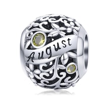 S925 Ayar Gümüş 12 Doğum Taşı Dıy Bilezik Kolye Aksesuarları, Stil: Ağustos Çok Renkli