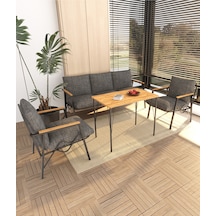 Doruk Home Balkon, Bahçe, Cafe, Metal Kanepe Koltuk Takımı , Bahçe Mobilyası, 50x90 Masalı - 311 Orta Gri