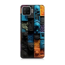 Oppo A73 Uyumlu Renkli Kareler Ve Spiraller Desenli Silikon Kılıf