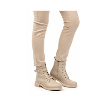 Bej Cilt Kaymaz İçi Polarlı Fermuarlı Kadın Bot 209151 Z Bej Cilt