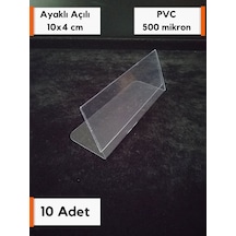 10 Adet Pvc Şeffaf Etiketlik 10x4 Cm Ayaklı Kart Tutucu İsimlik