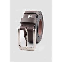 Tudors Erkek %100 Hakiki Deri 3,5 Cm Klasik Kahverengi Kemer-23761 Kahverengi