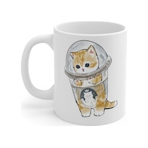 Haylaz Kedi Baskılı Kupa Bardak Beyaz