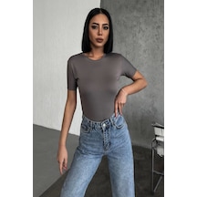 Rahat Ve Şık Kısa Kollu Bisiklet Yaka Likralı Viskon Penye Body Füme Lisinya Çok Renkli