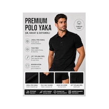 Luxıc Core Erkek Polo Yaka Siyah Tişört Likralı Pike Kumaş Terletmez Slim Fit Günlük Şık Tasarım