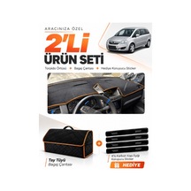 E-biz Opel Zafira B 2004-2011 Uyumlu Torpido Örtüsü + Tay Tüyü Çanta - Siyah-kahverengi - Op018