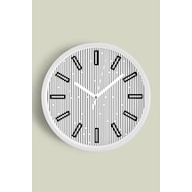 Optik İllüzyon Modern Tasarım Duvar Saati - 35cm - Önü Camlı Beyaz Kasa - Sessiz Mekanizma Beyaz