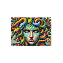 Mitolojik Medusa Portresi Model Ahşap Tablo